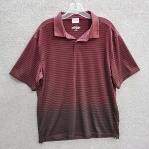 Glacier Men Polo Shirt Large Red  Striped Performance Golf Short Sleeve